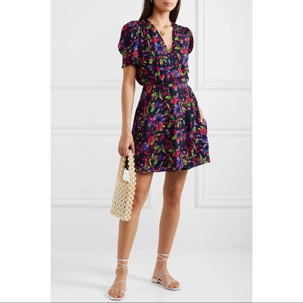 SOLD SALONI Lea Floral Mini Dress Indigo Carlotta
